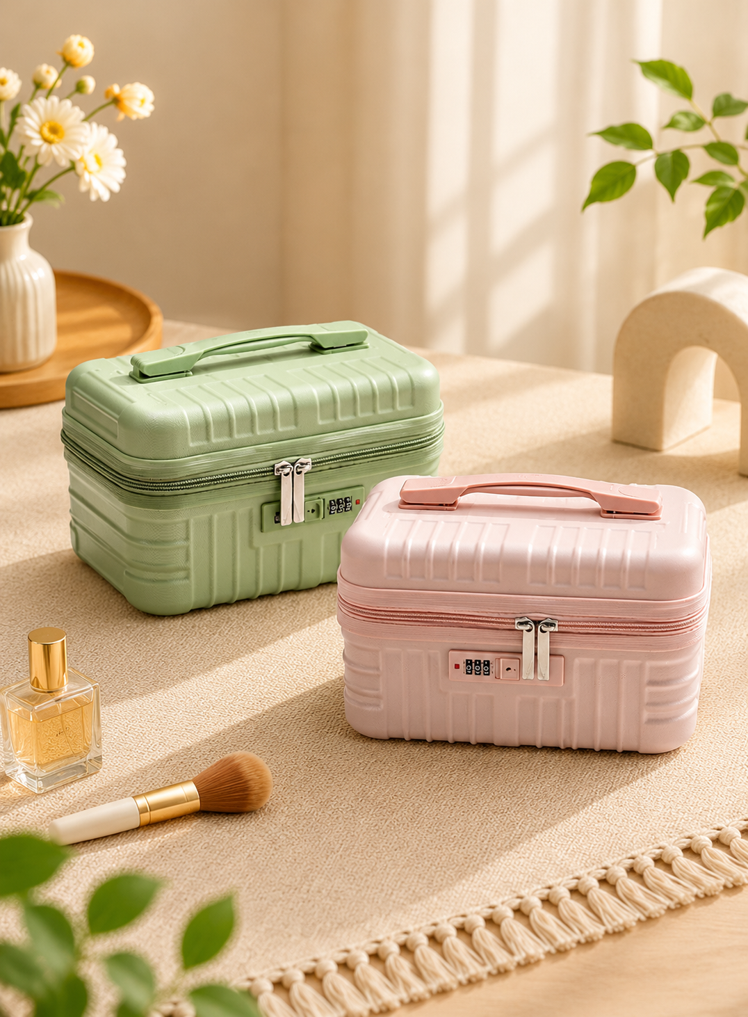 Portable Cosmetic Storage Case with Combination Lock